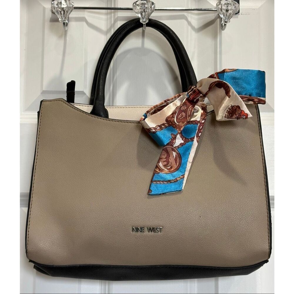 NINE WEST - EUC Tri-Color Tailored Faux Leather Satchel. Organization Galore